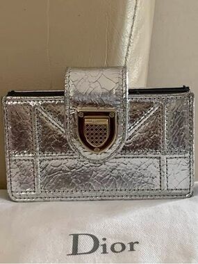 Dior Crinkled Leather Diorama Gusset Card Holder